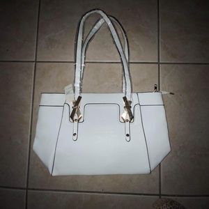 NWT Large White Faux Leather Purse